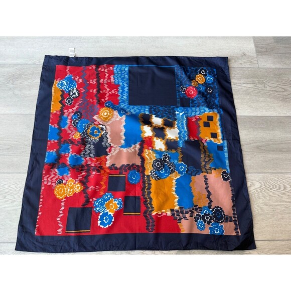 Buselli Abstract Art Square Scarf Vintage 1970s 1980s Polyester Multicolor 31" - Picture 2 of 6